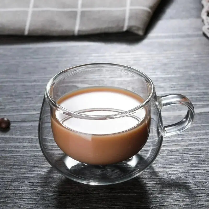 Caneca Minimalista de Vidro Borosilicato Resistente ao Calor e Parede Dupla Casamarella