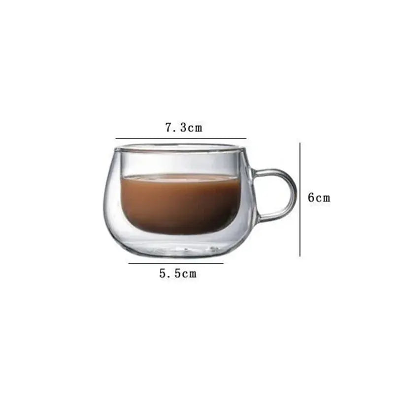 Caneca Minimalista de Vidro Borosilicato Resistente ao Calor e Parede Dupla Casamarella