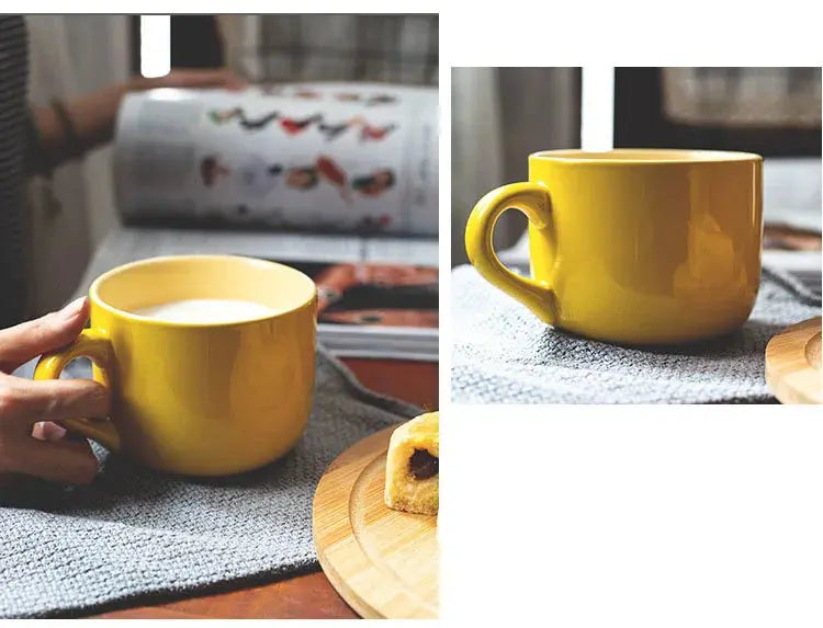 Caneca de Café de Cerâmica Amarela 680ML Casamarella