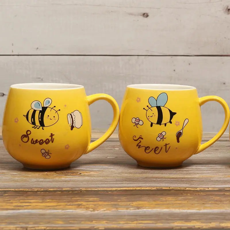 Caneca de Café de Cerâmica Criativa com Estampa de Abelha Casamarella