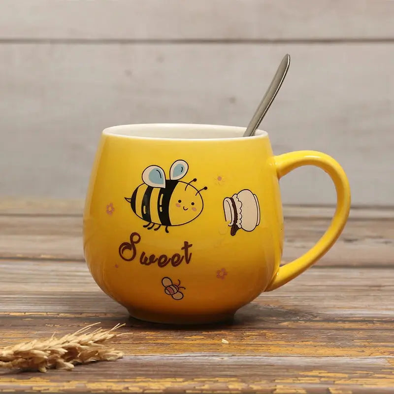 Caneca de Café de Cerâmica Criativa com Estampa de Abelha Casamarella