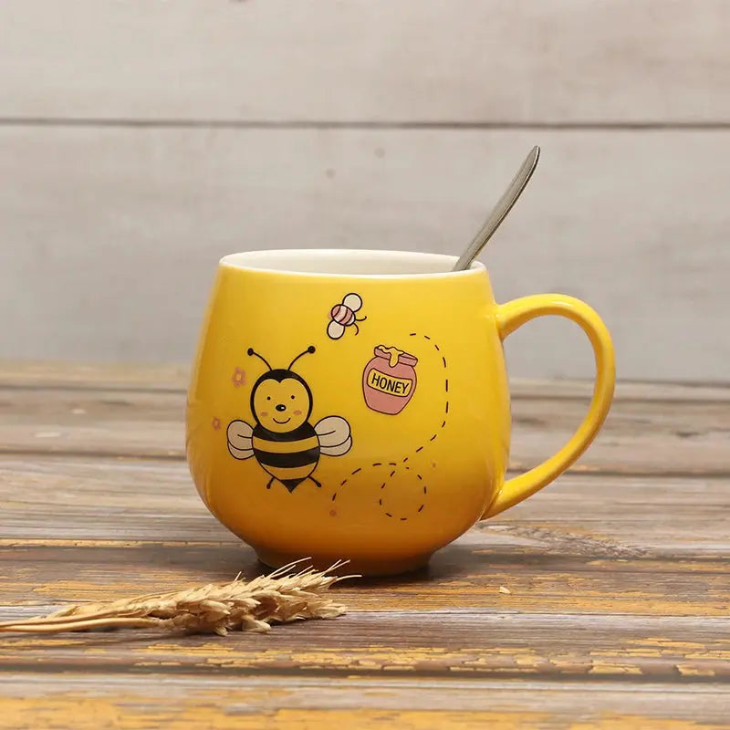 Caneca de Café de Cerâmica Criativa com Estampa de Abelha Casamarella