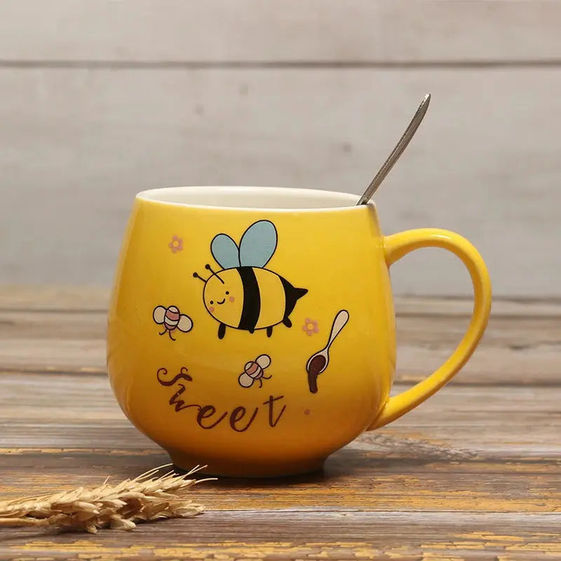 Caneca de Café de Cerâmica Criativa com Estampa de Abelha Casamarella