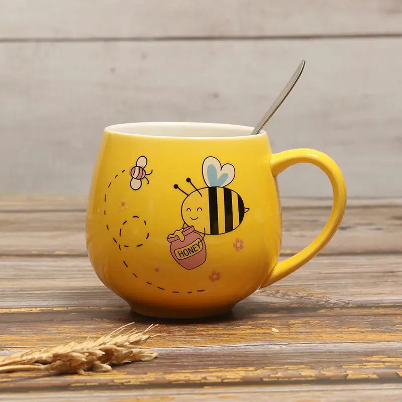 Caneca de Café de Cerâmica Criativa com Estampa de Abelha Casamarella