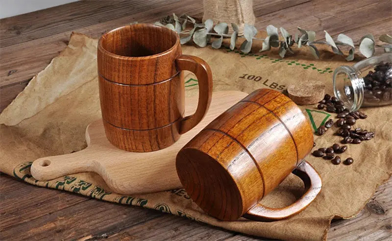 Caneca de Madeira Maciça feita à Mão Casamarella