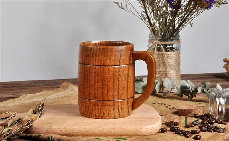 Caneca de Madeira Maciça feita à Mão Casamarella