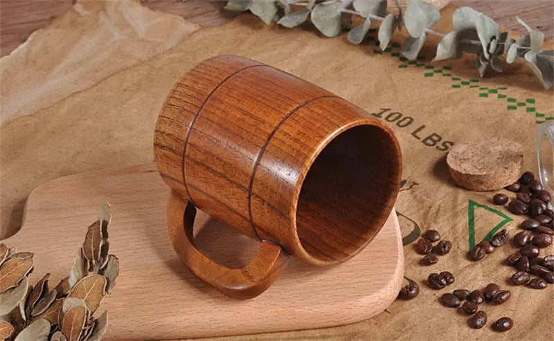 Caneca de Madeira Maciça feita à Mão Casamarella