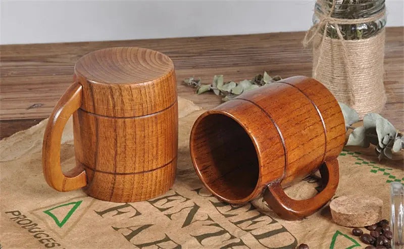 Caneca de Madeira Maciça feita à Mão Casamarella