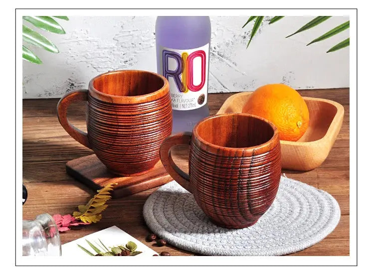 Caneca de Madeira Maciça feita à Mão Casamarella