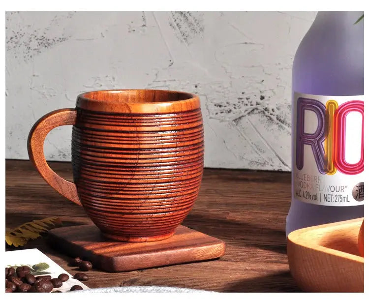 Caneca de Madeira Maciça feita à Mão Casamarella