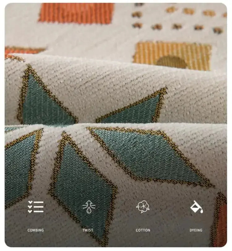 Capa de Sofá Decorativa Boho 100% Poliéster com Estampa Étnica e Franjas Casamarella