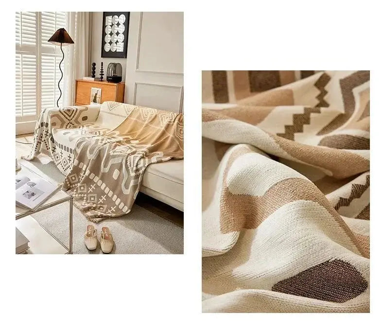 Cobertor de Sofá com Estampa Geométrica Boho e Borlas Casamarella