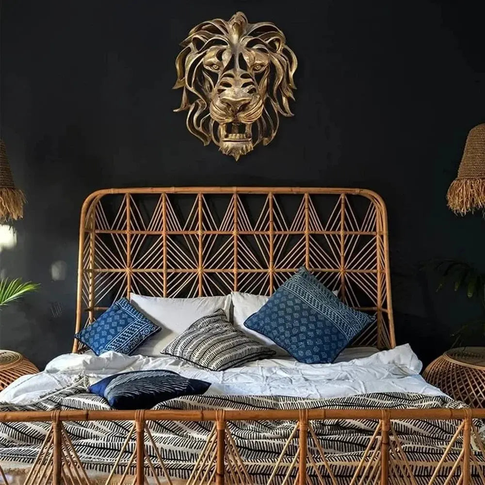 Decoração de Parede de Entrada Cabeça de Leão Dourado Casamarella