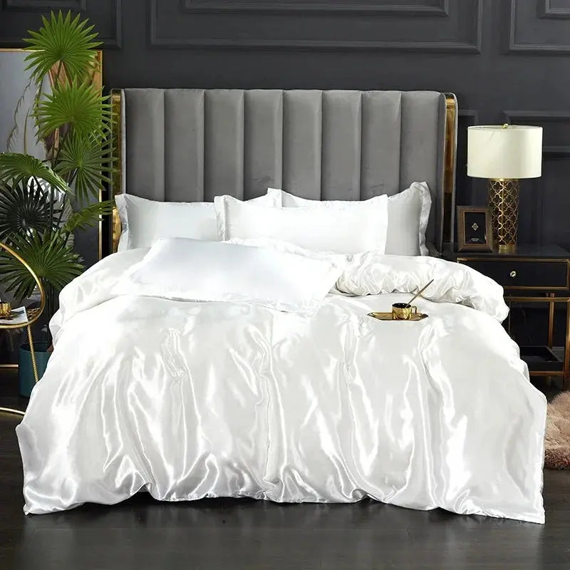 Jogo de Cama com Capa de Edredom, Fronha, Lençol de Cetim Tamanho Casal Casamarella