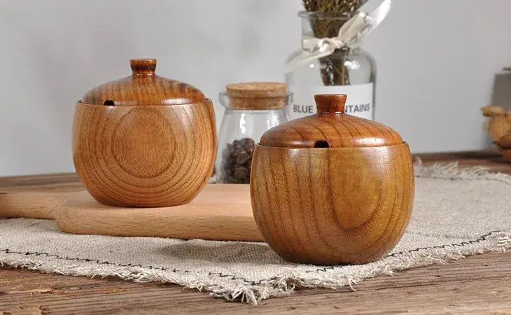 Pote de Tempero de Madeira Maciça Casamarella