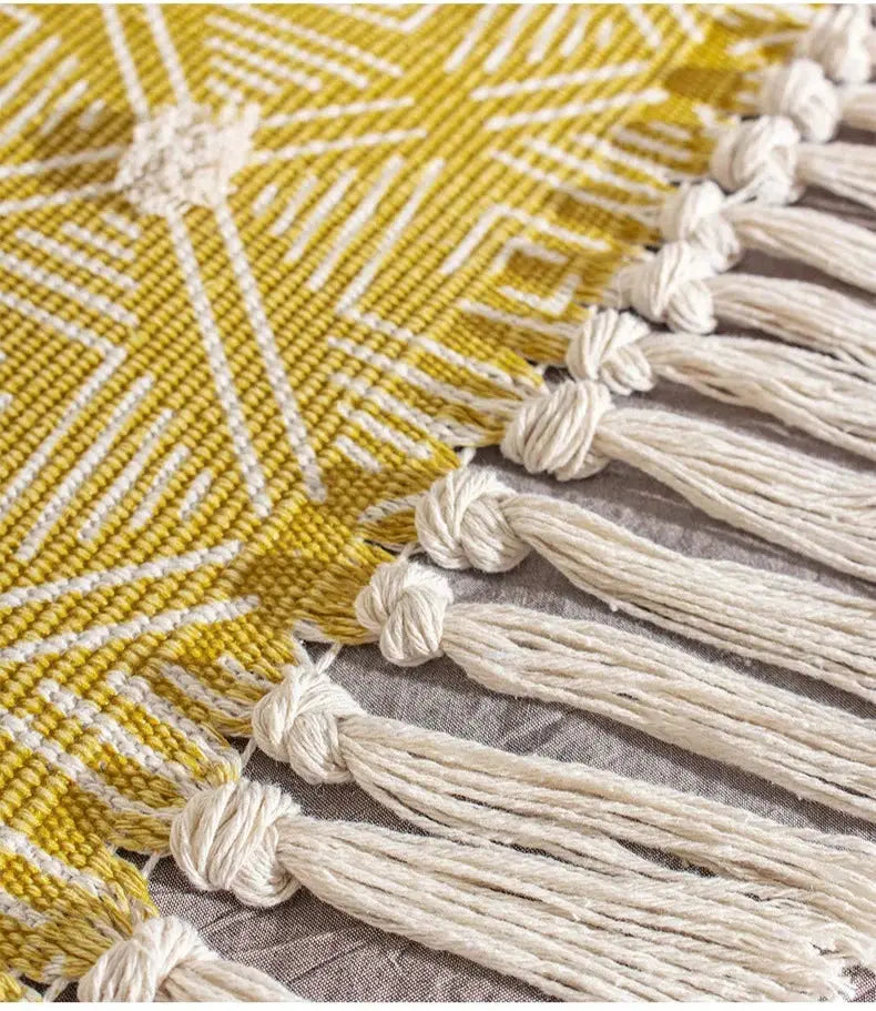 Tapete Decorativo com Borlas Estilo Boho 100% Algodão Casamarella
