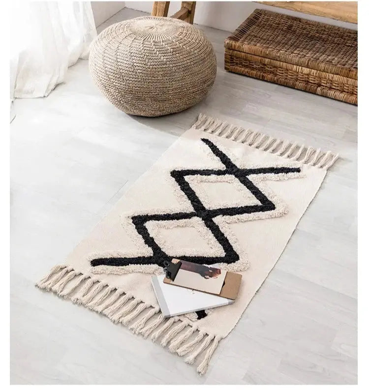 Tapete Decorativo de Chão com estampa Geométrica de Losangos Casamarella