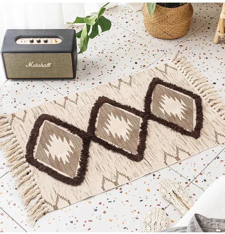 Tapete Decorativo de Chão com estampa Geométrica de Losangos Casamarella