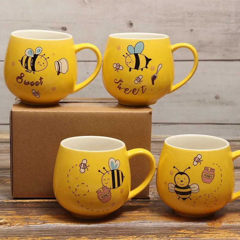 Caneca de Café de Cerâmica Criativa com Estampa de Abelha Casamarella