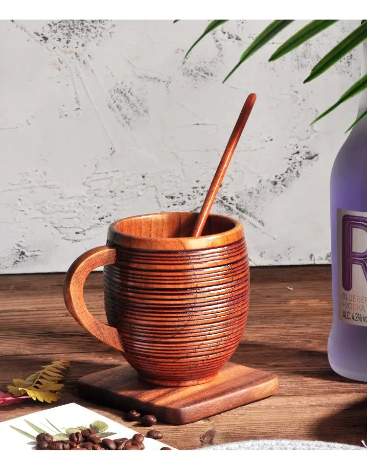 Caneca de Madeira Maciça feita à Mão Casamarella