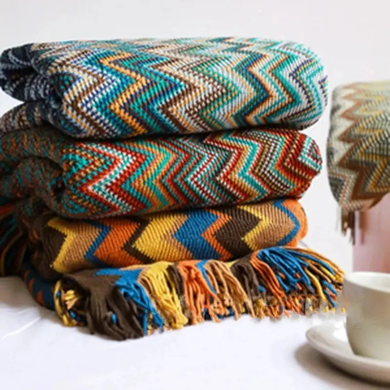Cobertor Boho Asteca com Estampas Geométricas Casamarella