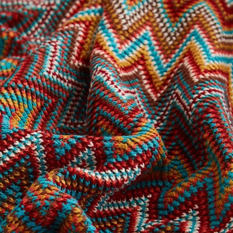 Cobertor Boho Asteca com Estampas Geométricas Casamarella