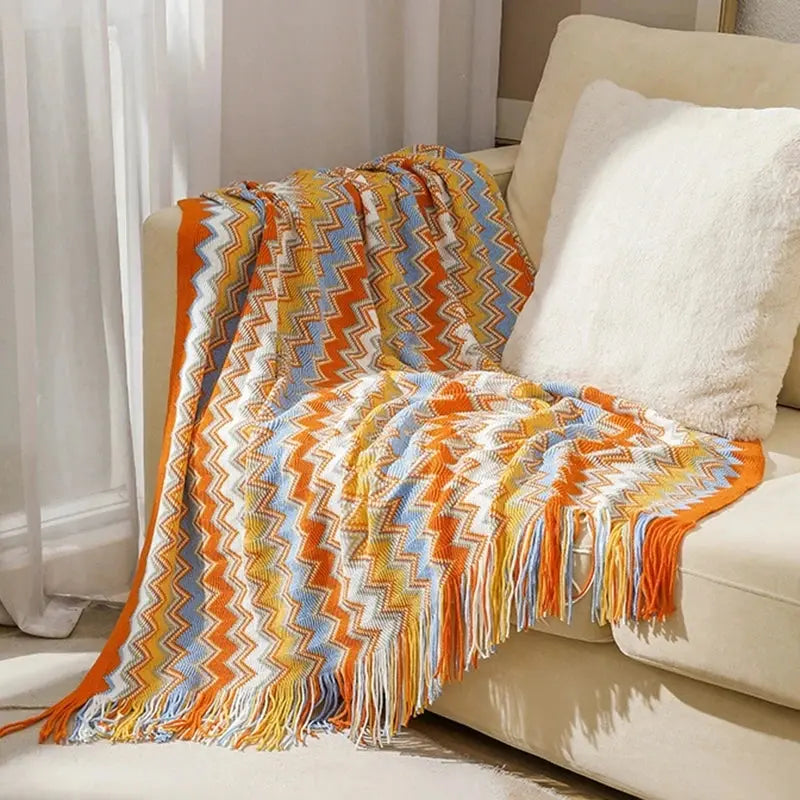 Cobertor Boho Asteca com Estampas Geométricas Casamarella