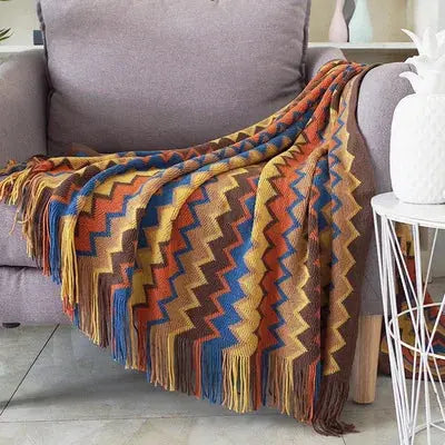 Cobertor Boho Asteca com Estampas Geométricas Casamarella