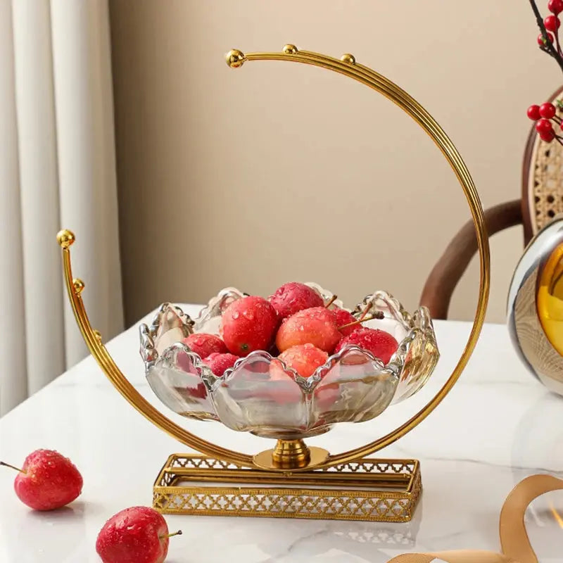 Fruteira de Mesa com Suporte Dourado Elegante Casamarella