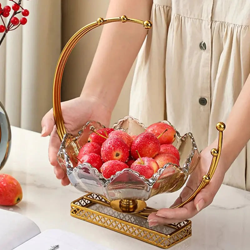 Fruteira de Mesa com Suporte Dourado Elegante Casamarella