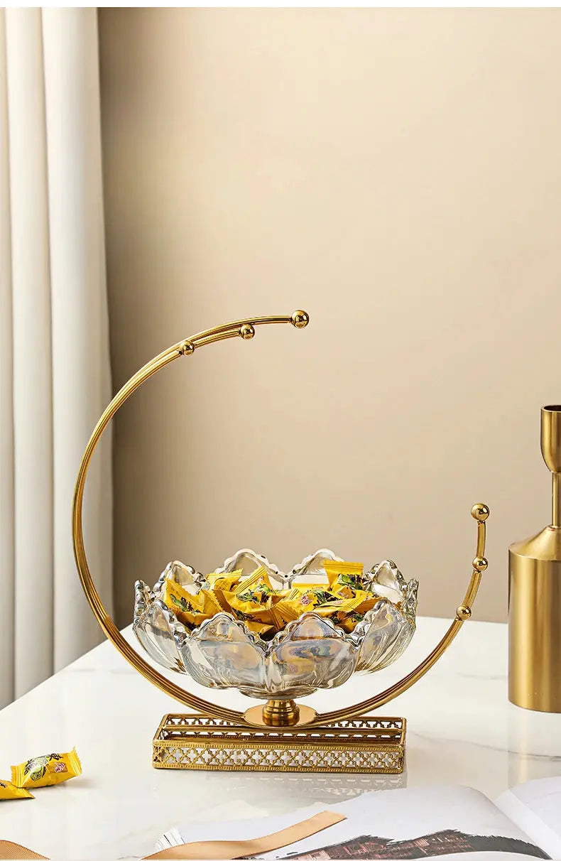 Fruteira de Mesa com Suporte Dourado Elegante Casamarella