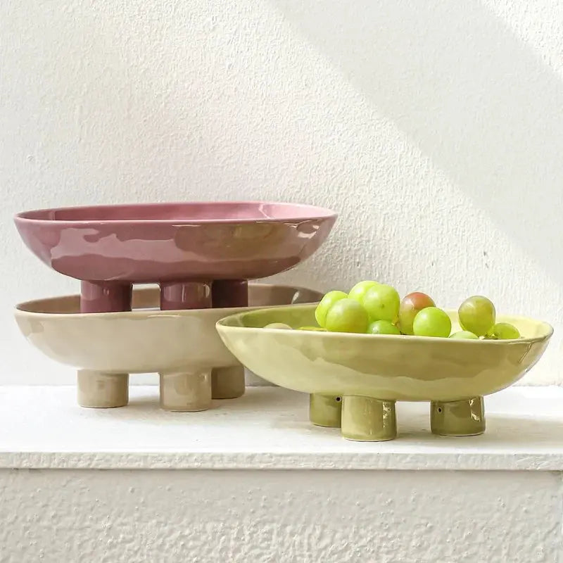 Fruteira de Mesa de Cerâmica Decorativa Casamarella