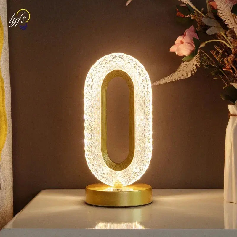 Luminária de Cabeceira LED Oval  de Cristal com 3 Cores Casamarella