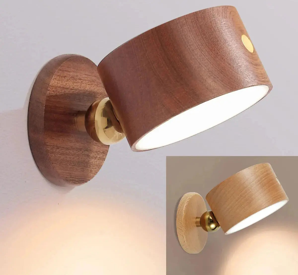 Luminária de Parede LED Sem Fio Com Base Magnética Rotação de 360° e Fundo Adesivo Casamarella